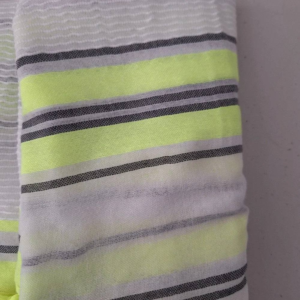 Forever 21 Scarf White Yellow Gray Striped Tassel Trim Lightweight Soft NWT